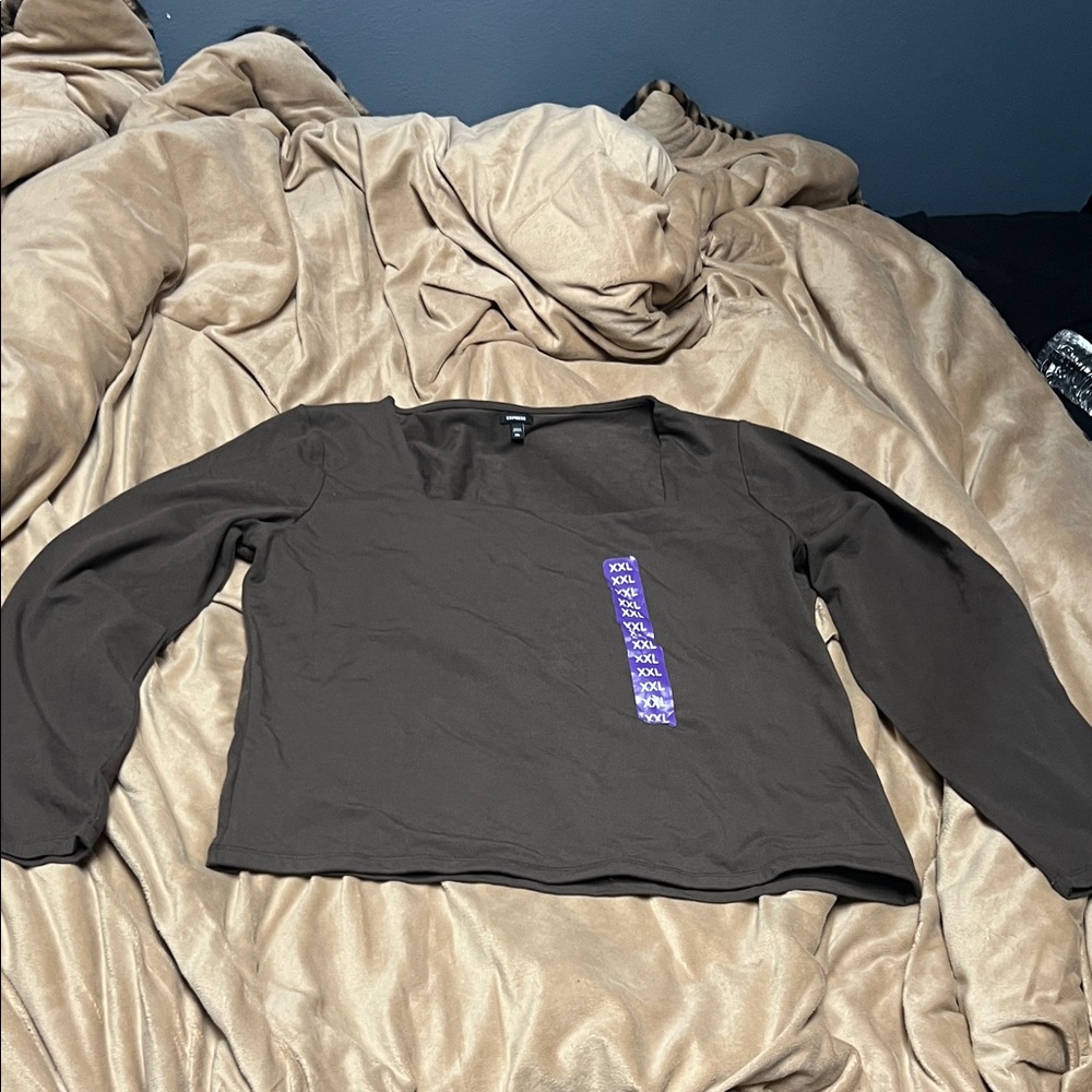 Express Women's Dark Brown Long Sleeve Top